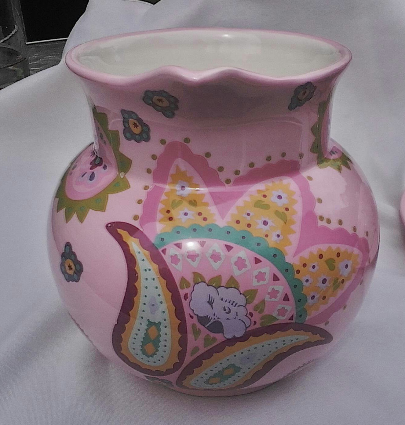 Rare Celebration Pink Paisley Pitcher w/ Cheese Dessert Domed Plate Easter Nice!
