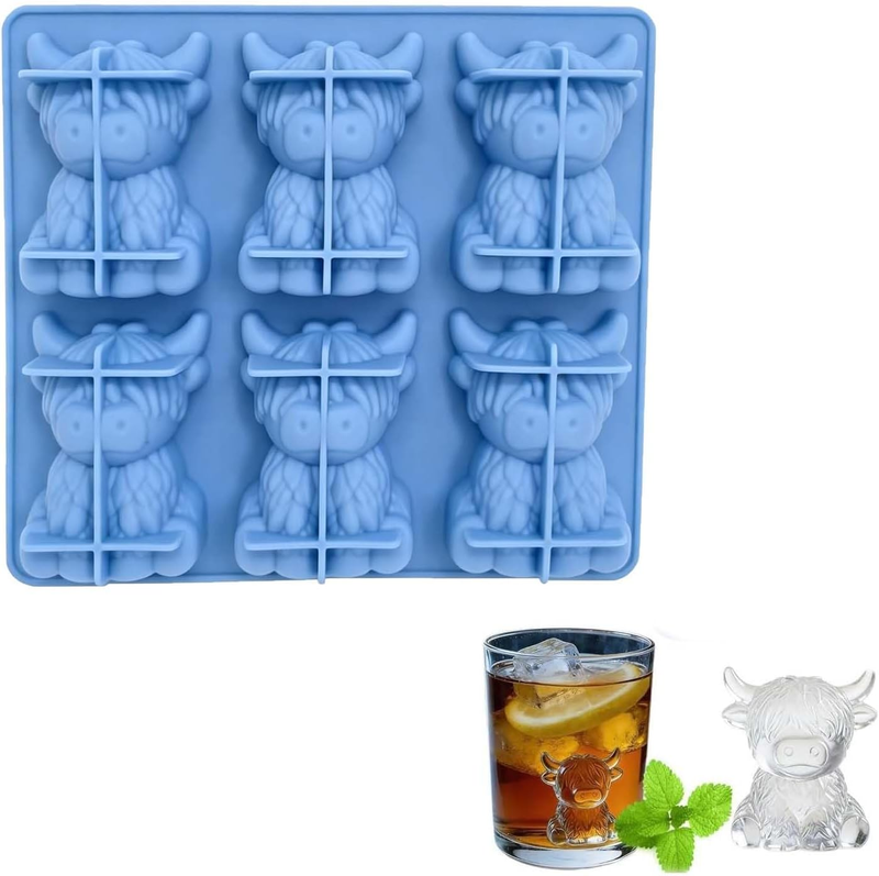 Upgrade 3D Highland Cow Silicone Ice Cube Tray – Cocktails, Candy,Chocolate & Je