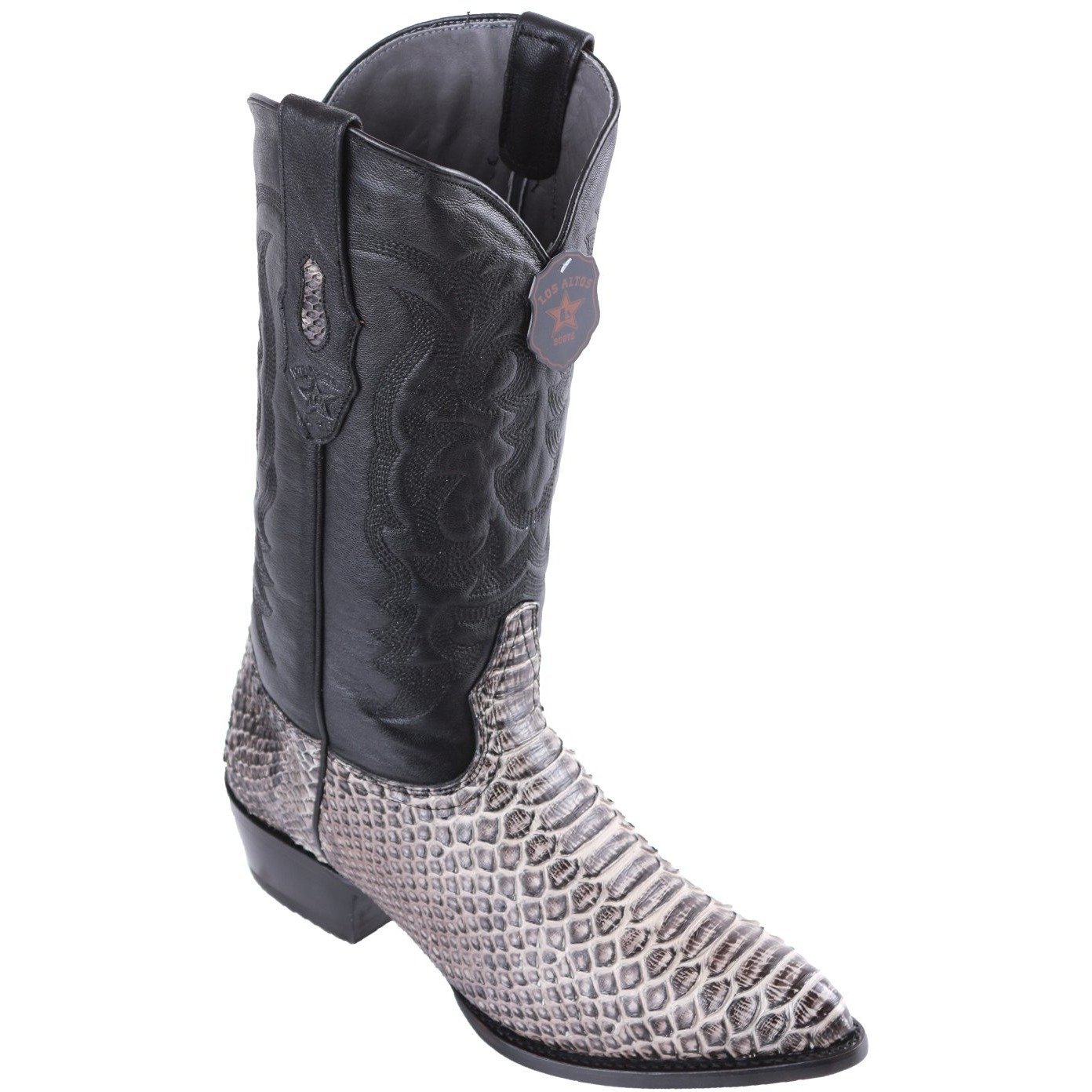 Pre-owned Los Altos Boots Los Altos Men Rustic Black Genuine Python Snake Cowboy J-toe Boot 995781 (ee)