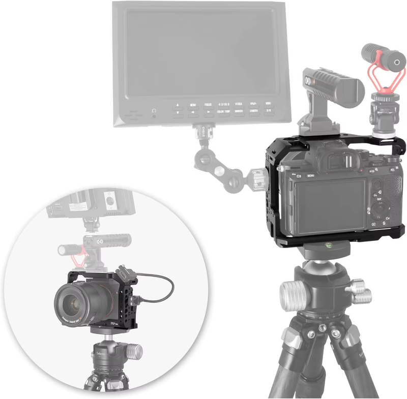 Selens A7iii A7R3 A7M3 Aluminum Alloy Cage Rig Cold Shoe Mount Stand Protective