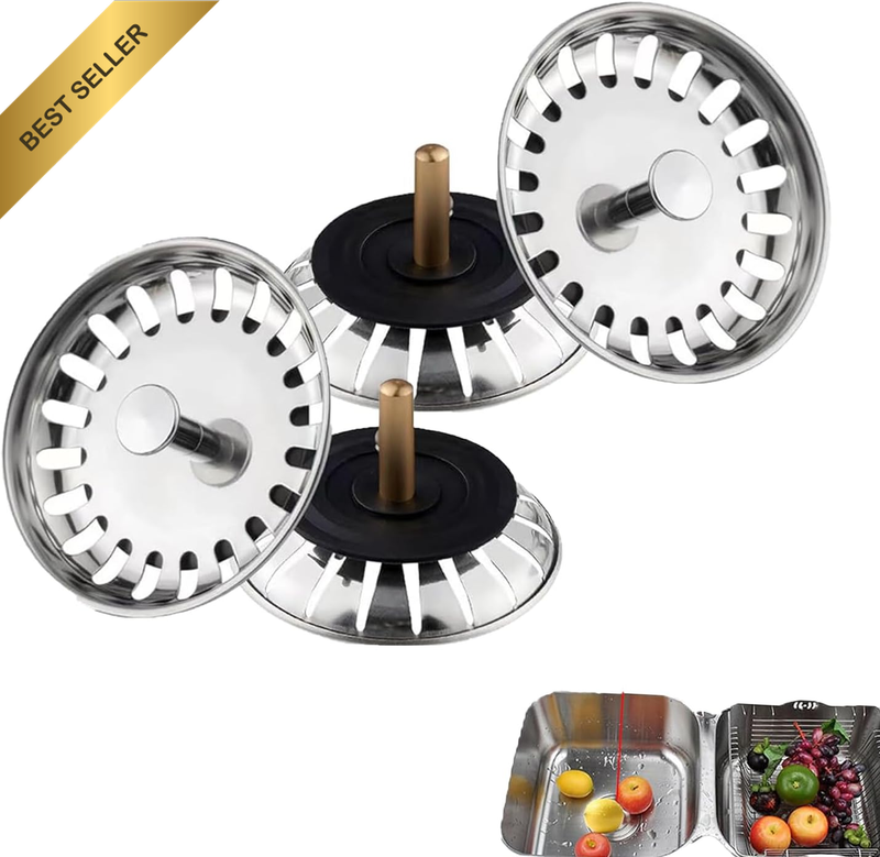 4Pcs 80Mm Sink Strainer, Sink Plug,Kitchen Sink Waste Plug Drain Stopper Basket