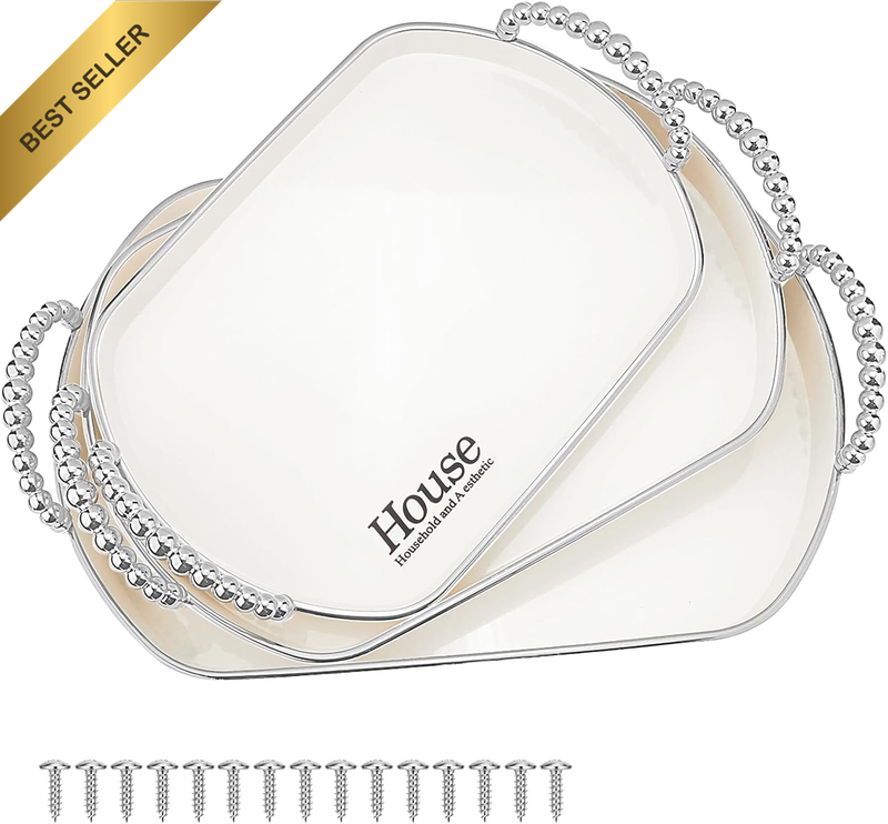White Serving Platter Set for Serving Food, Large Serving Tray with Handles, Ser