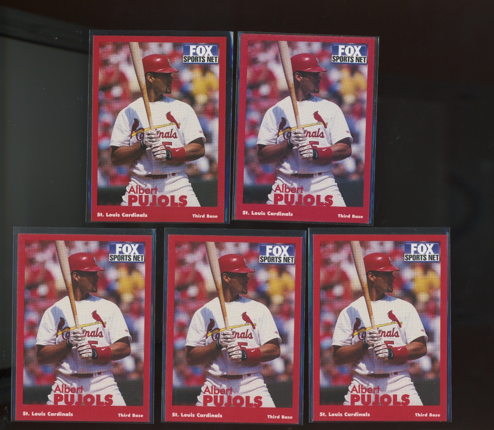 2001 Fox Sports Net Albert Pujols RC Rookie Lot Of 5
