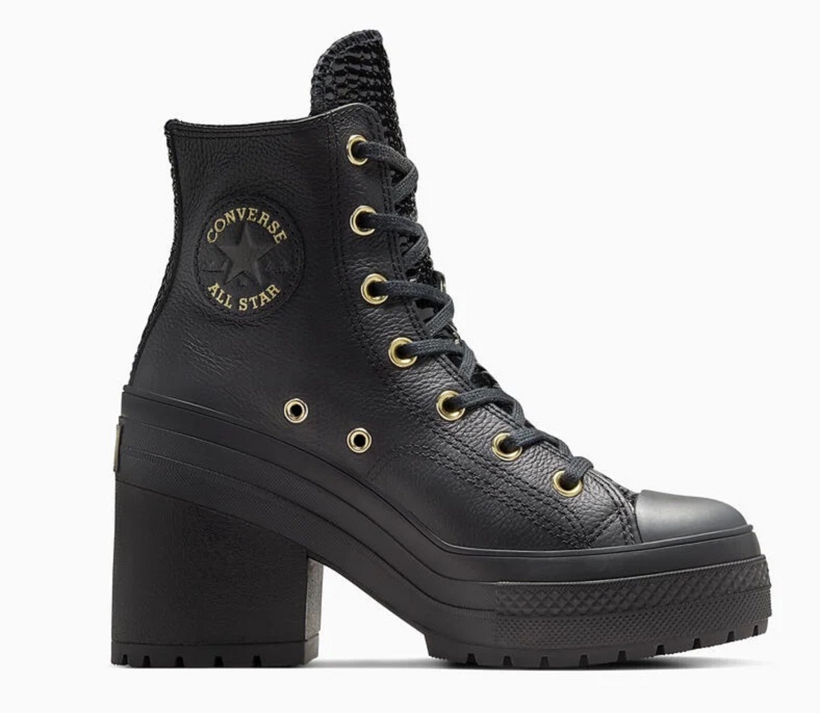 Pre-owned Converse Women's Chuck 70 De Luxe Heel Premium Black Leather Ortholite Insole