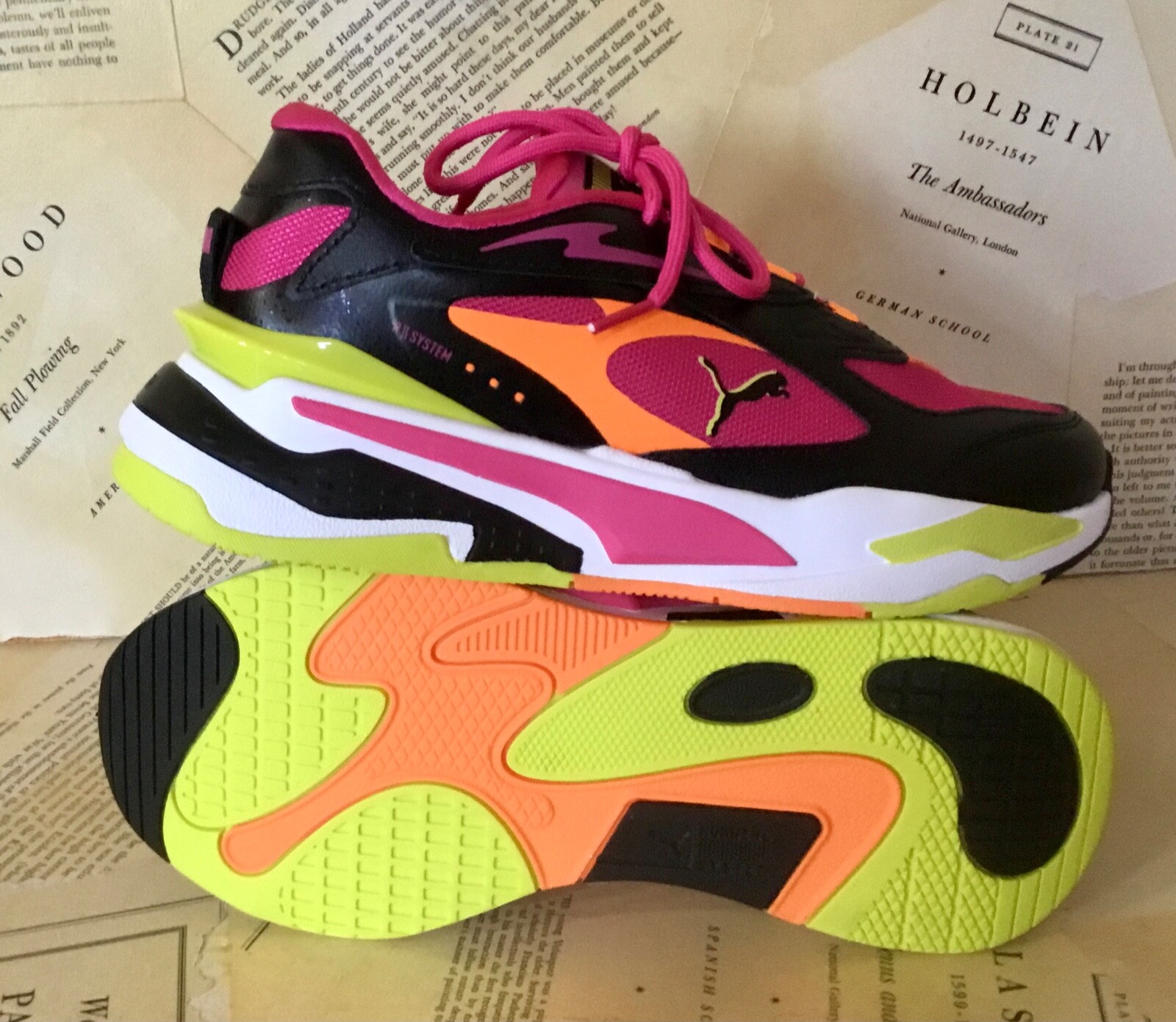 

Женские кроссовки Puma Rs Fast City Lights с дышащей сеткой, черные, розовые, 9/40, НОВИНКА, Black pink orange lime, Puma Rs Fast City Lights