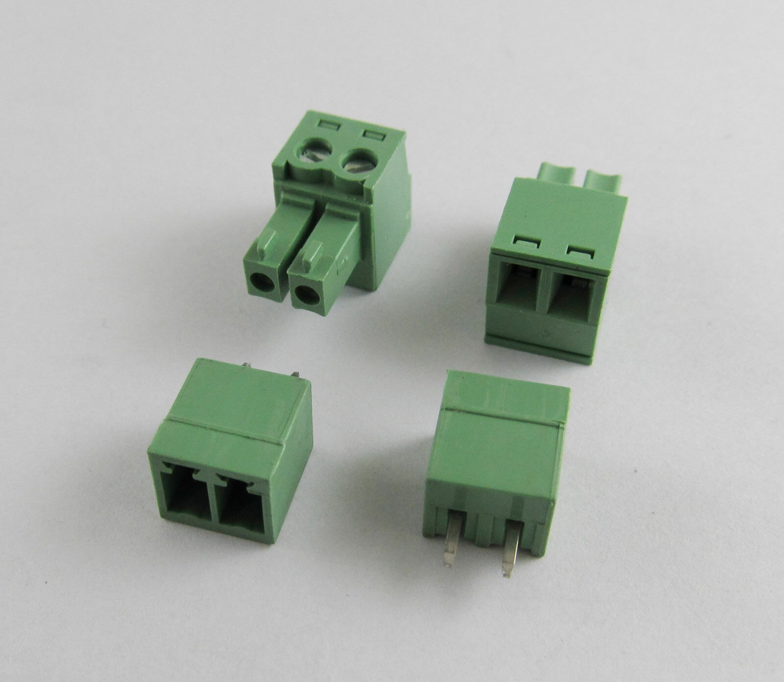 10pcs 2 Pin/Way Pitch 3.81mm Screw Terminal Block Connector Green