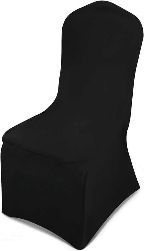 Premium Spandex Chair Cover, Upgraded White Super Stretch Chair Slipcover Protector with Elastic Leg Pocket for Party, Wedding, Event, Banquet Decoration (Black, 50 PCS)