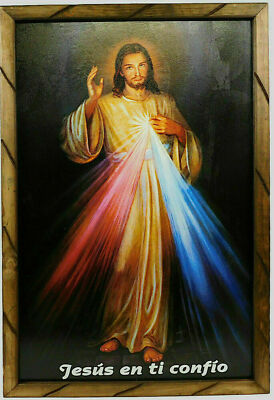 Divina Misericordia   Señor En Tí Confio  Cuadro Rustico 36 x24  Hecho En Mexico