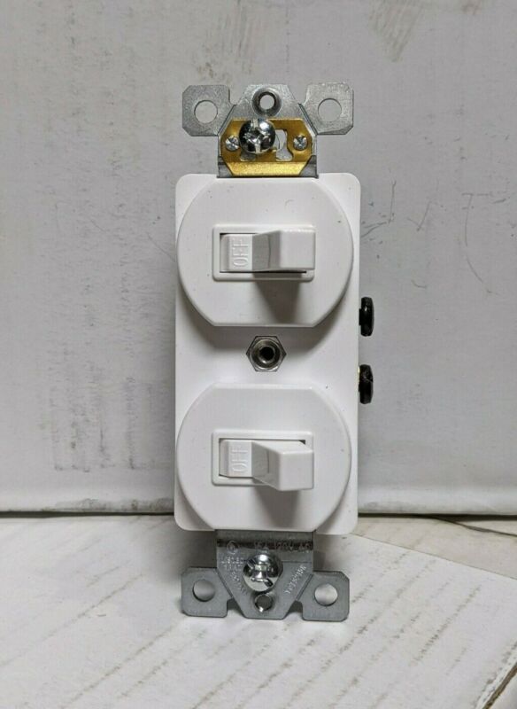 (1 Pc) Double Toggle Switch Combo Combination Single Pole 15a White