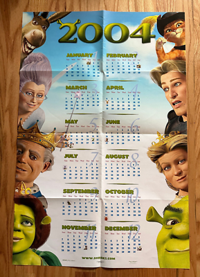 Shrek 2 2004 Calendar Shark Tale Double Sided Movie Poster | eBay