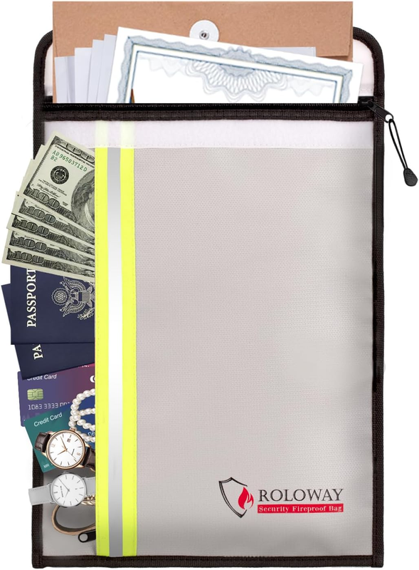 Fireproof Document Bag (15 X 11 Inch) with 2 Pockets - Waterproof Safe for Docum