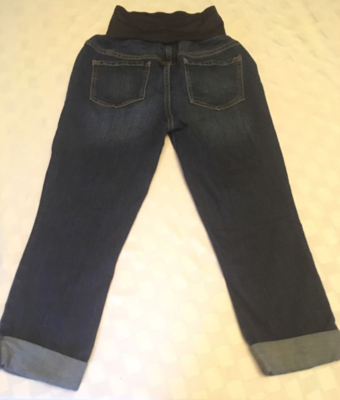 Old Navy Maternity Size 6 Cuffed Capri Jeans Pants Full Panel Excellent Shape!