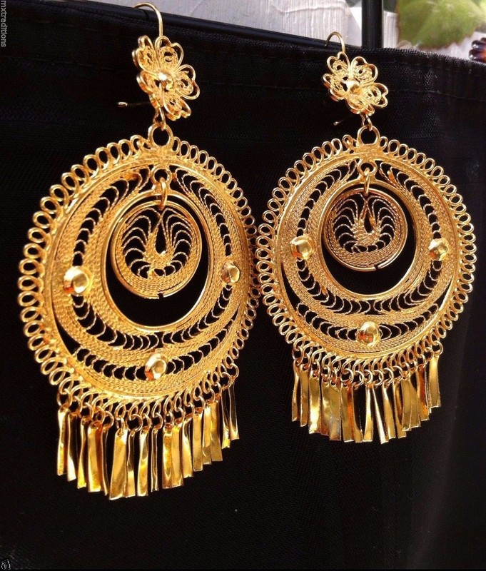 Mexican Filigree Earrings Handmade From Oaxaca Style#LG7828.Aretes de Filigrana.