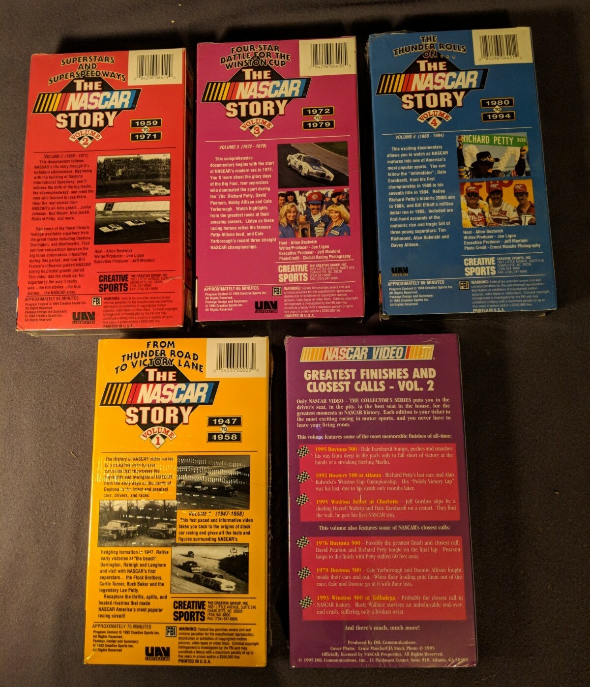 5 Sealed Nascar VHS Tapes Lot The Nascar Story Volume 1-4 Plus Other Tape