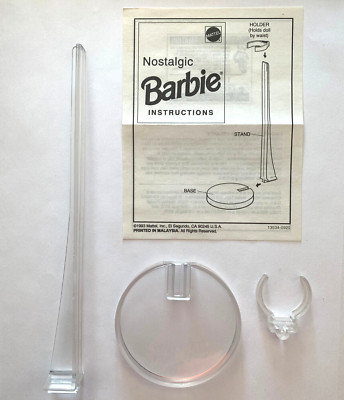 NEW BARBIE ADJUSTABLE CLEAR TRANSPARENT DOLL DISPLAY STAND SEETHROUGH WAIST GRIP