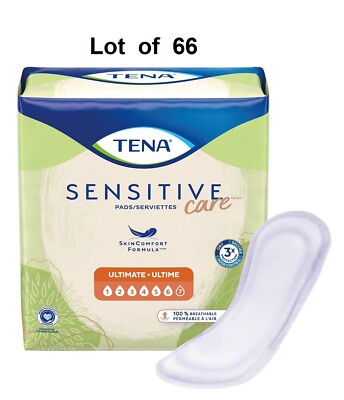 66 Ct TENA Incontinent Pad Bladder Control Pad Sensitive 16'' Heavy Absorb 54305