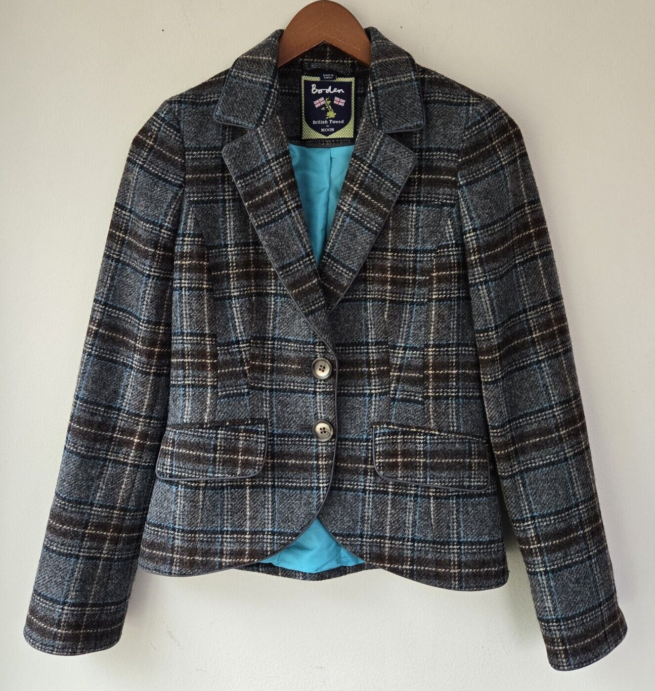 良品■WILD LIFE TAILOR MOON TWEED■ツイードジャケット Boden British Tweed By Moon Wool Blazer Jacket Women's Size