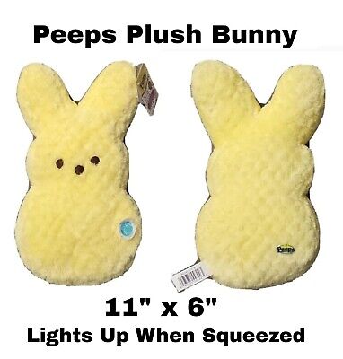 Peeps Bunny Yellow Easter Plush Stuffed Animal Toy - 11'' x 6'' Lights Up