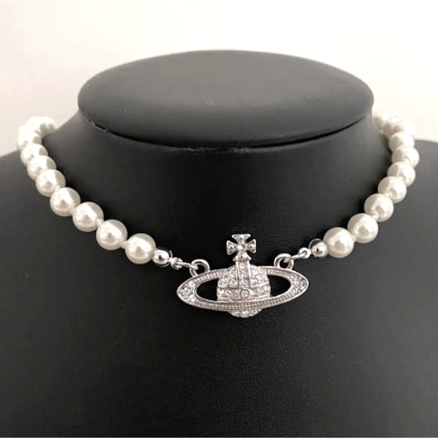 Authentic Vivienne Westwood Silver White Pearl Necklace