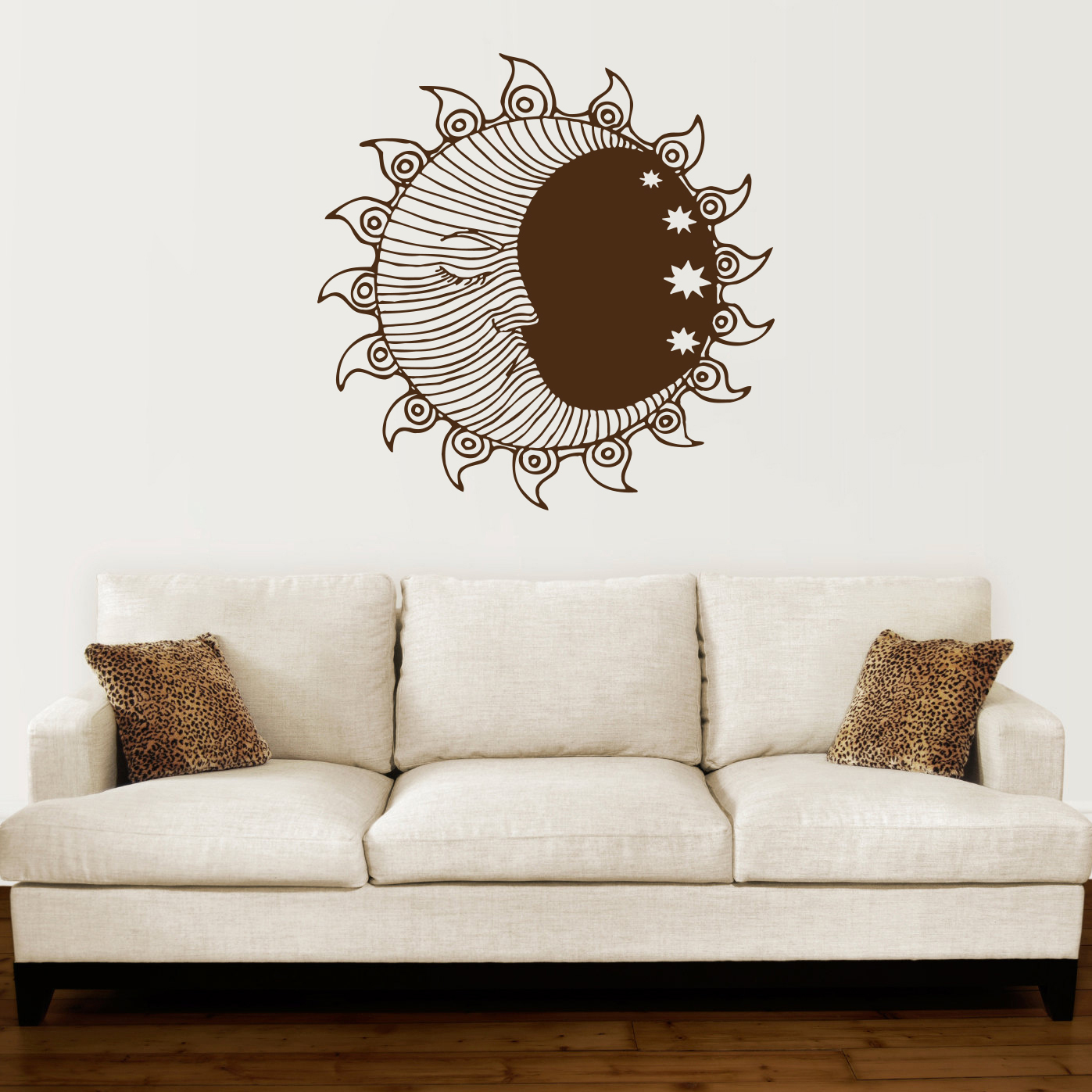 ayakook♡ Sun Moon Wall Decal Crescent Dual Ethnic Stars Night Symbol