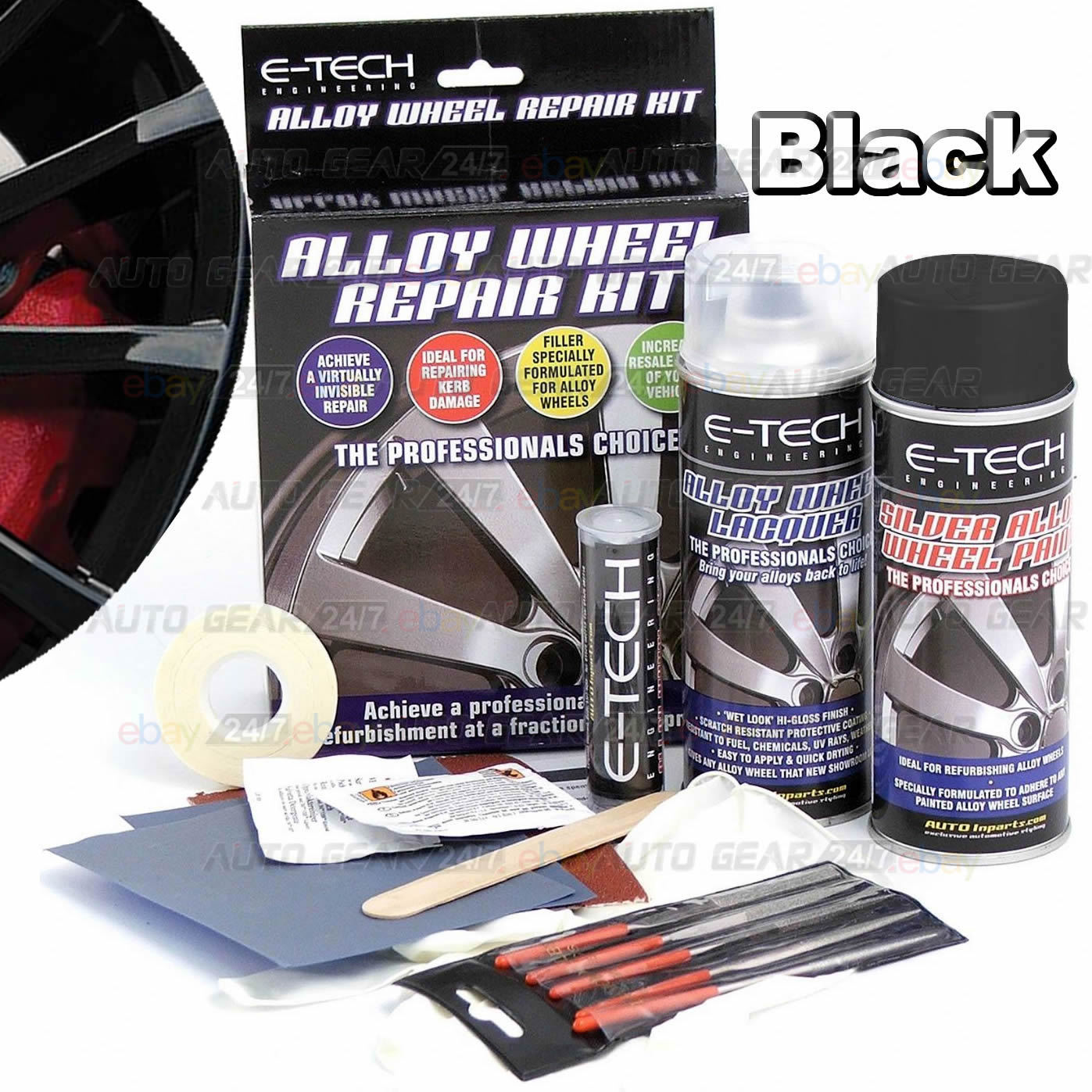 ETECH Alloy Black Wheel Repair Refurbishment Kit Wheel Spray paint