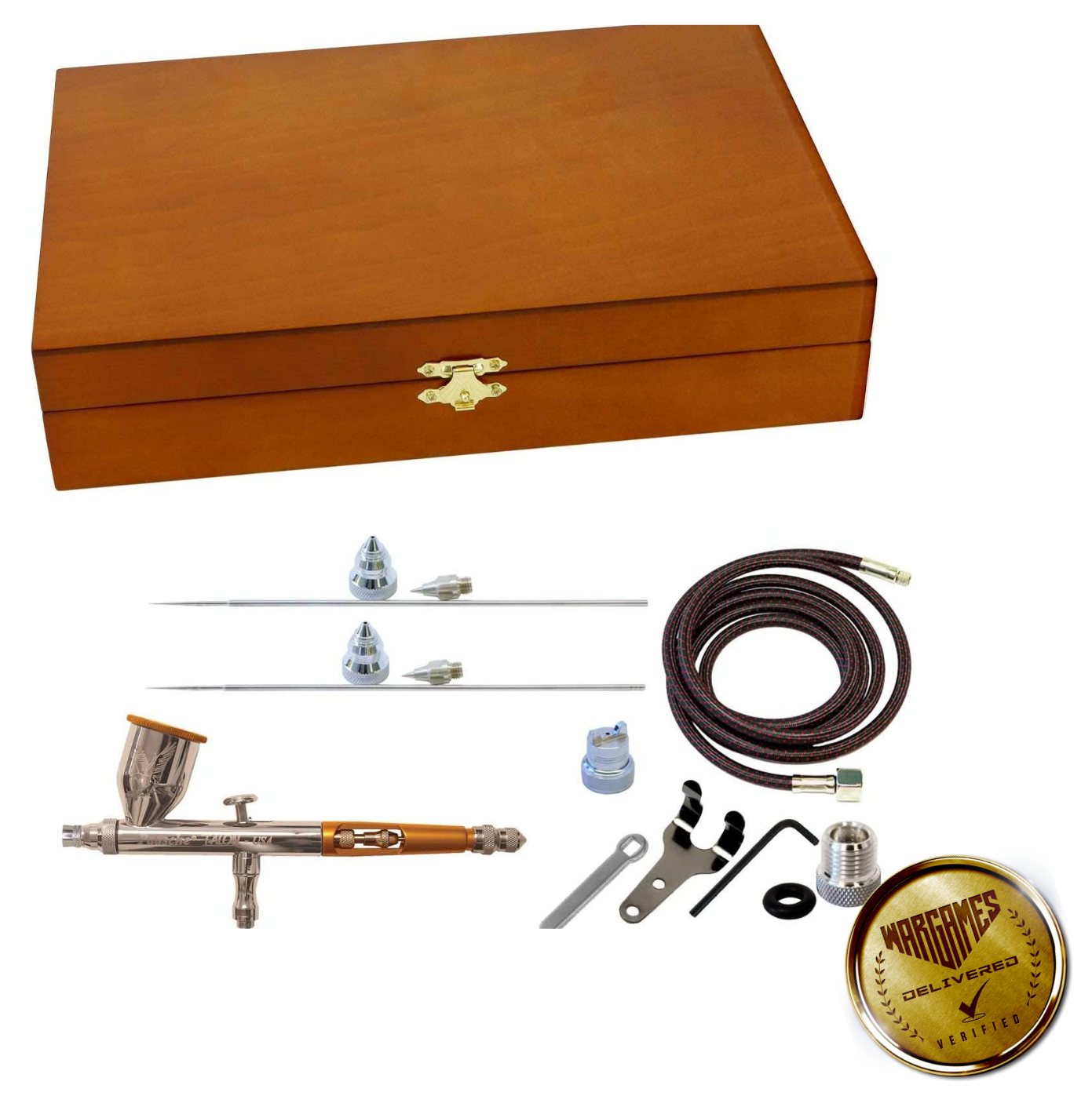 Paasche Airbrush TG Talon Gravity Feed Airbrush in Deluxe Wood Box Orange TG-3WC