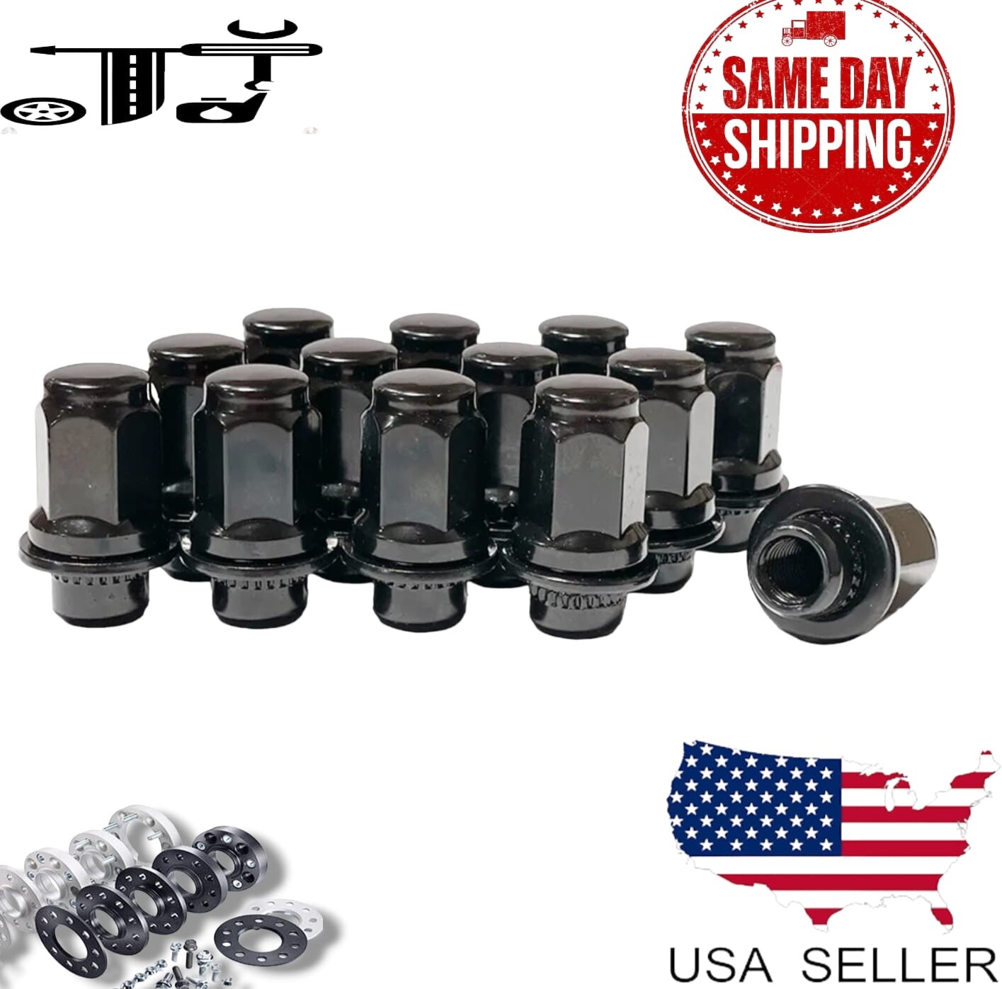 24Pc Black 12x1.5 Factory Style Mag Seat OEM Lug Nut Toyota