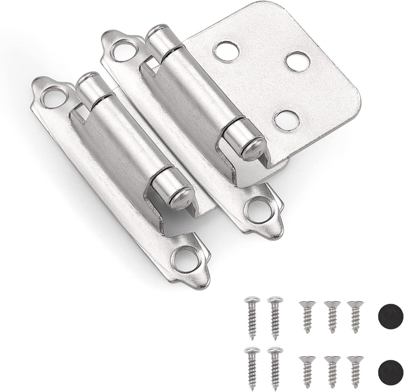 Brushed Satin Nickel Cabinet Hinges for Kitchen Cabinets Variable Overlay - 5...