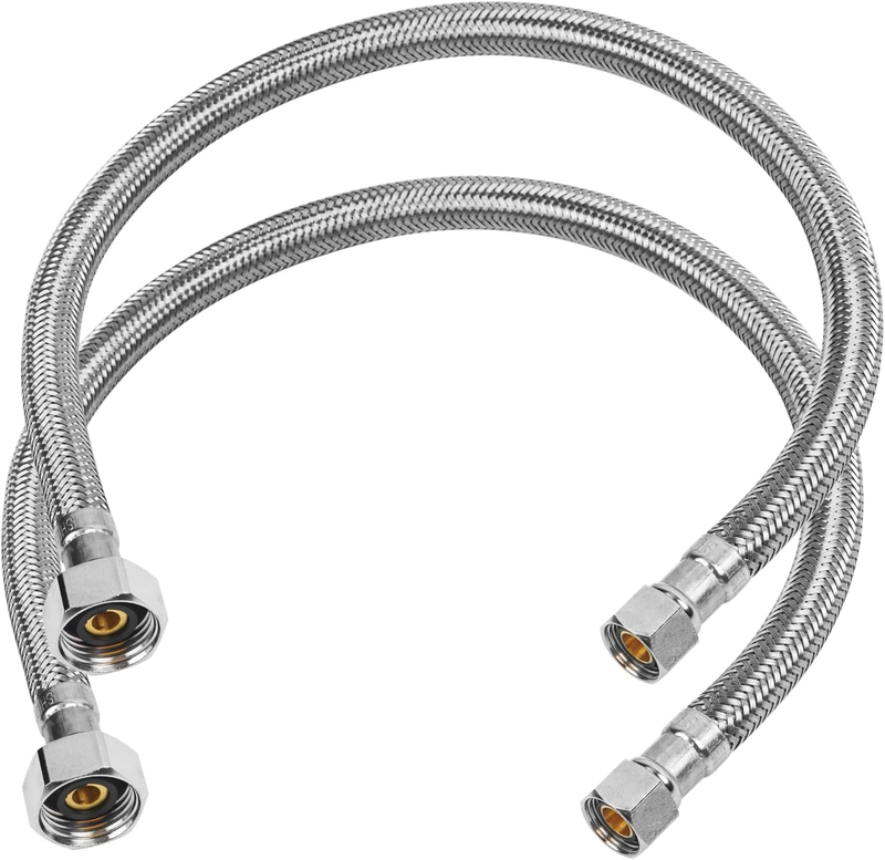 20" Faucet Supply Line, 3/8" Comp x 1/2" FIP Stainless Steel Kitchen Faucet Hose