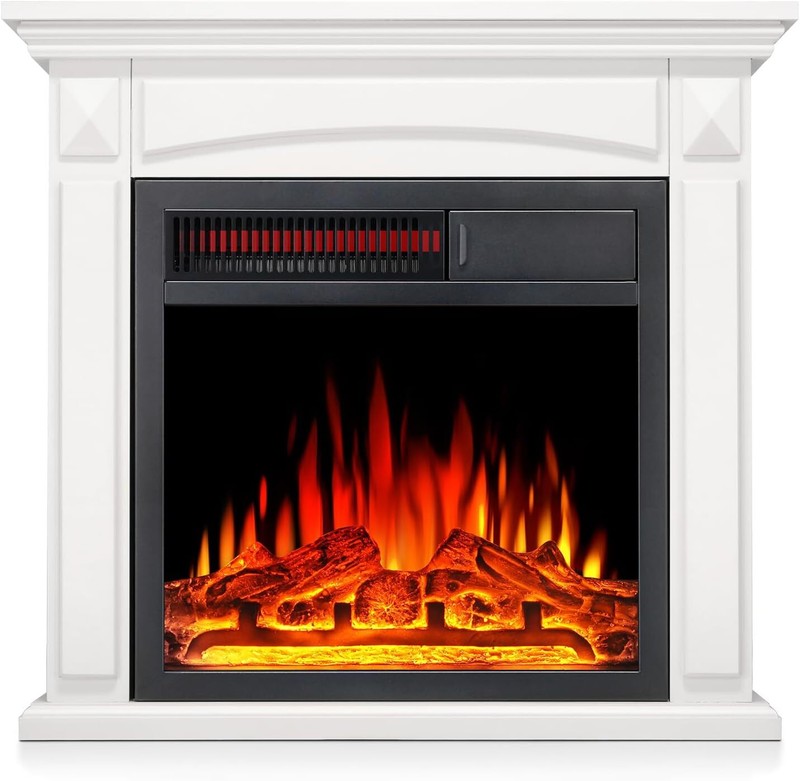 Electric Fireplace Heater, 1500W Infrared Fireplace Stove with 3D Flame Effect,
