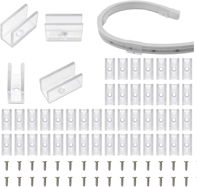 100 PCS LED Neon Strip Light Clips, 6X12Mm Led Rope Light Clips with Screws, Led