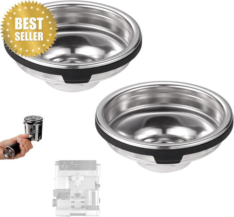 2Pcs Single Cup Filter Baskets Compatible with Ninja Luxe Cafe ES701, Stainless