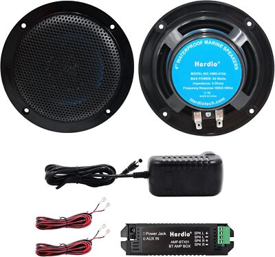 Herdio 160W 4'' Outdoor Ceiling Speaker Waterproof Dual Marine Ceiling Speakers