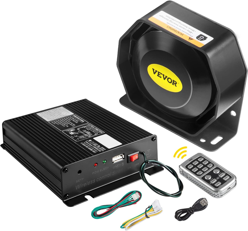 Warning Car Alarm, 200w 18, Black W/ Remote