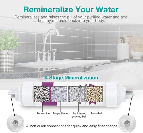 6 Stage 100GPD Alkaline RO Reverse Osmosis Drinking Water Filter System Purifier