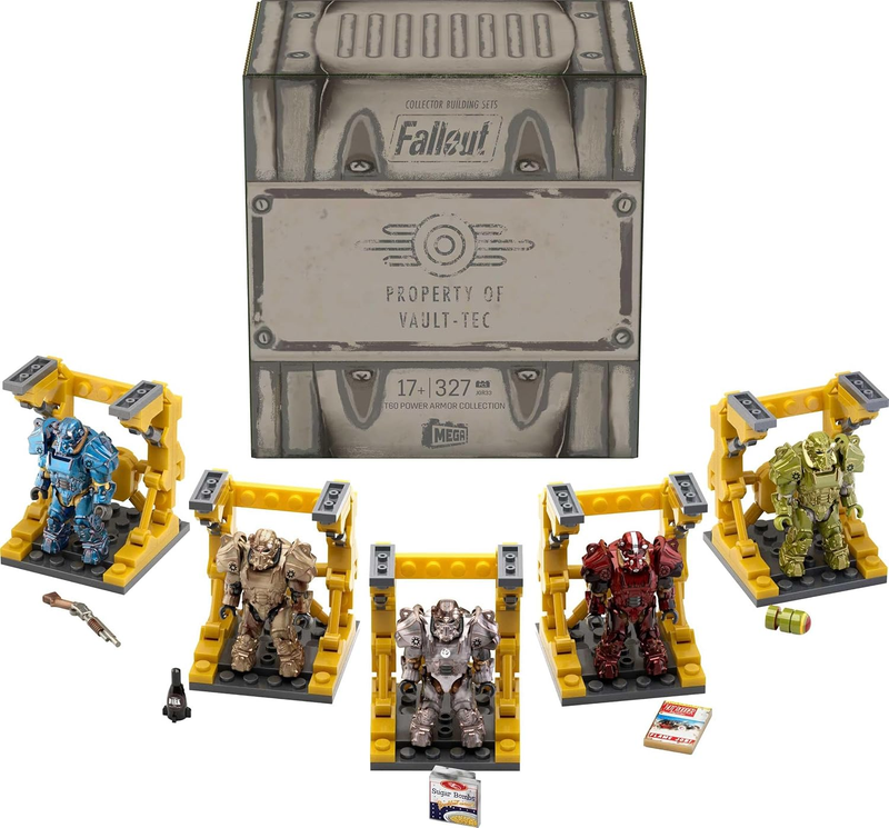 MEGA Fallout Action Figure Building Toy, T-60 Power Armor Collection with 327 Pi