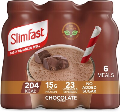 Slimfast Ready-to-Drink Meal Replacement Shakes, 6 x 325ml (Various Flavours)