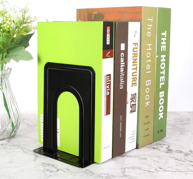 Heavy Duty Bookends for Shelves, Anti-Slip Base, Black, Great for Library, Offic