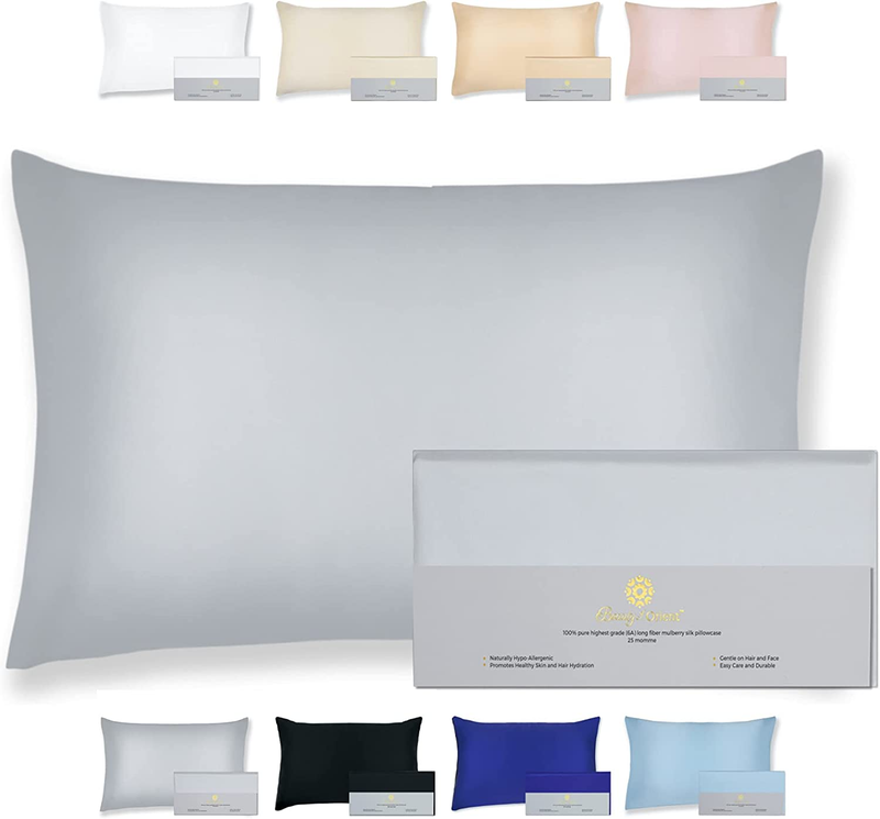 25 Momme, 100% Pure Mulberry Silk Pillowcase for Hair and Skin Natural