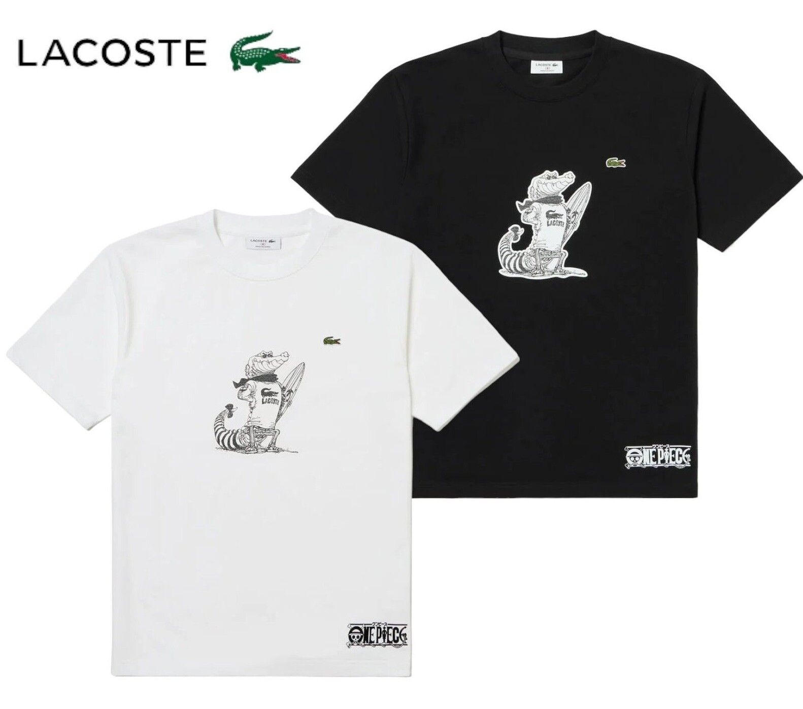 LACOSTE × ONE PIECE Crocodile Character T-shirt white black LACOSTE × ONE PIECE Crocodile Character T-shirt white black