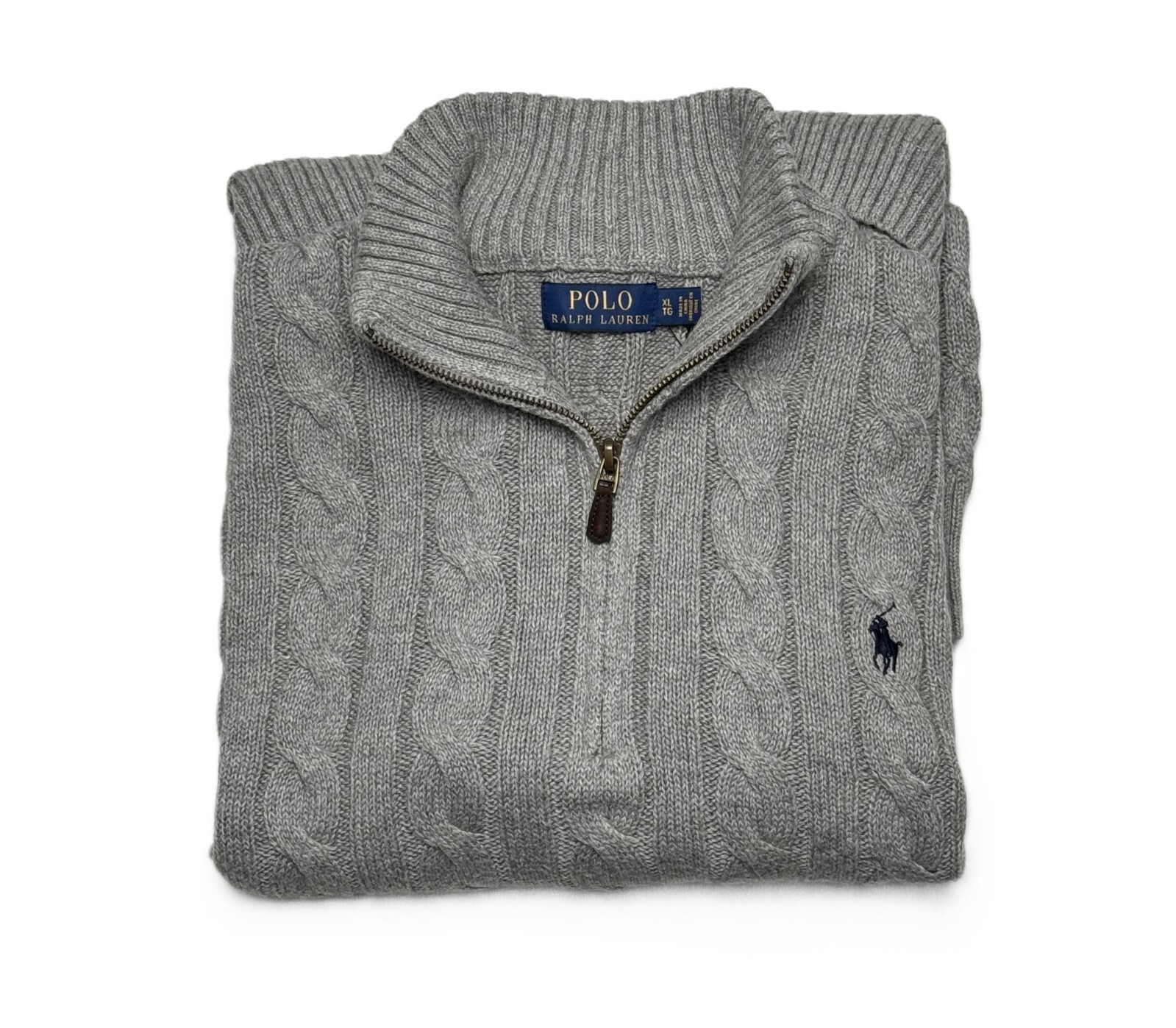 NWT - Polo Ralph Lauren Men's 1/4 Zip Cable Knit Cotton Sweater: GRAY - M - XXL