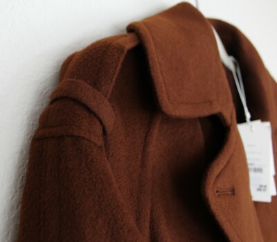 Pre-owned Vince Belted Soft Wool Blend Lined Trench Coat, Mahogany, Small, Msrp $895 In Brown