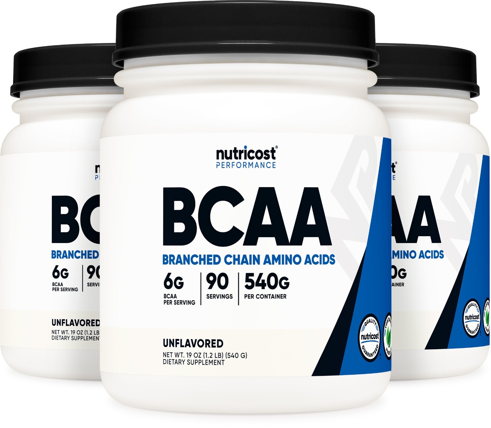 Nutricost BCAA Powder 90 порций (3 упаковки) - без вкуса - 6000 мг на порцию