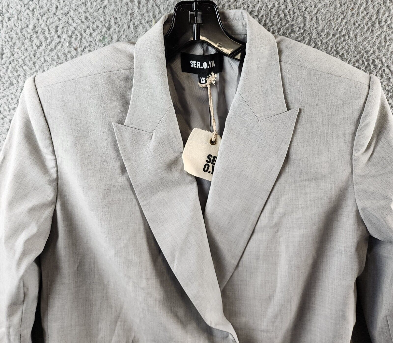 SER.O.YA Natasha Wool Blend Blazer Women's XS Silver Side Pockets Long Sleeves - Picture 3 of 14