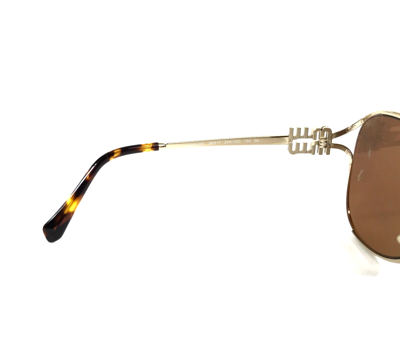 Pre-owned Miu Miu Sunglasses Smu52z Zvn-70d Pale Gold Aviator Frames W Brown Violet Lenses