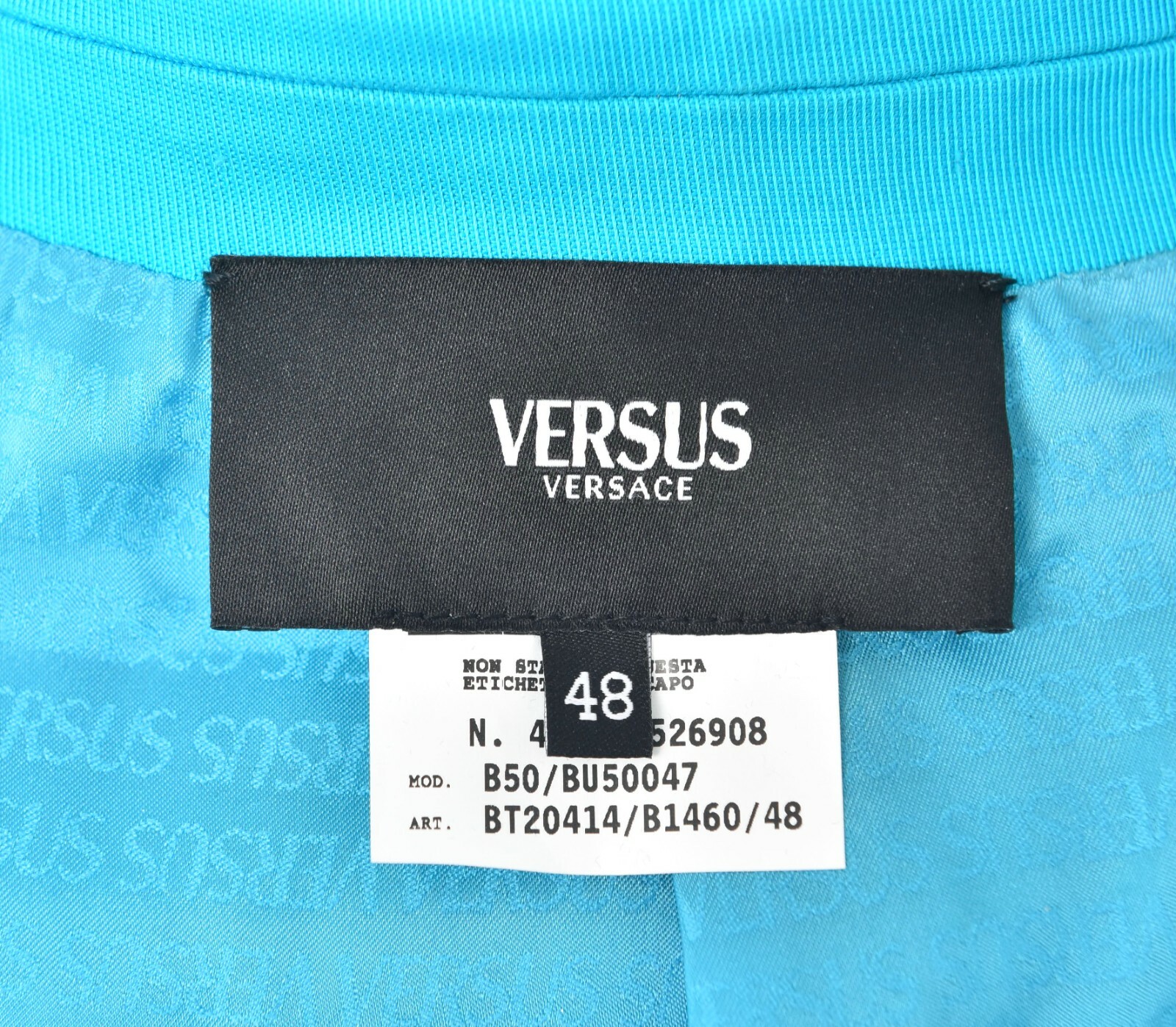 Pre-owned Versace Versus By  Turquoise Cotton Notch Lapel Sport Coat 38 R (eu 48) In Blue