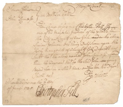 Holograph Legal Document Signed by Christopher Fell and Simon Johnson