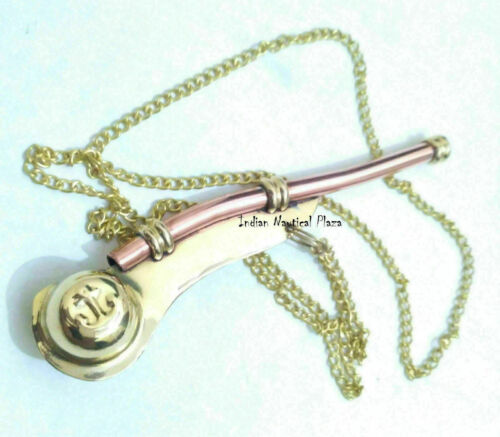 Lot Of 25 Pcs Handmade Copper Antique Finish Brass Bosun Whistle Key Chain Gift