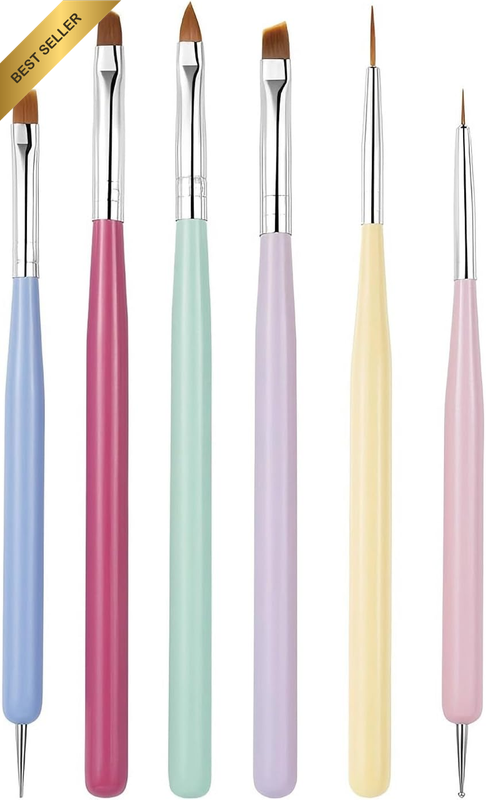 6PCS Nail Art Brushes,Double End Nail Design Painting Brush Set for Gel Nails Do