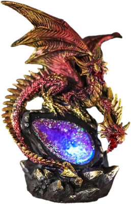 Fantasy Red Stalactite Meteor Volcano Hydra Dragon Resting on Quartz Mountain Fa